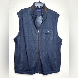New Alan Flusser Blue Front Zip Vest. Size XL